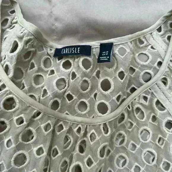 Carlisle tan eye lit long sleeve top size 10 neutral color - Picture 3 of 4